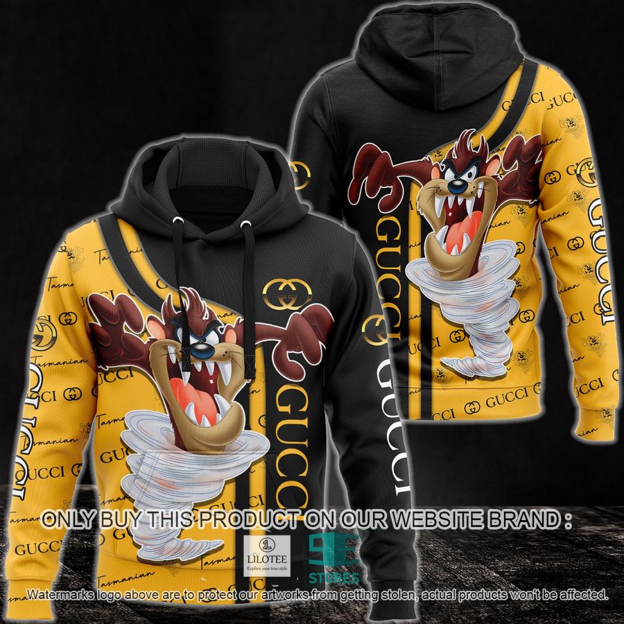 Tasmanian Devil Gucci Black Yellow 3D All Over Print Hoodie 8
