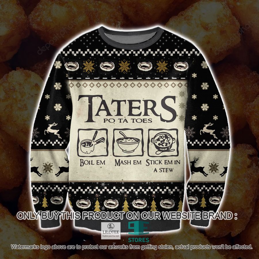 Taters Potatoes Ugly Christmas Sweater, Sweatshirt 16