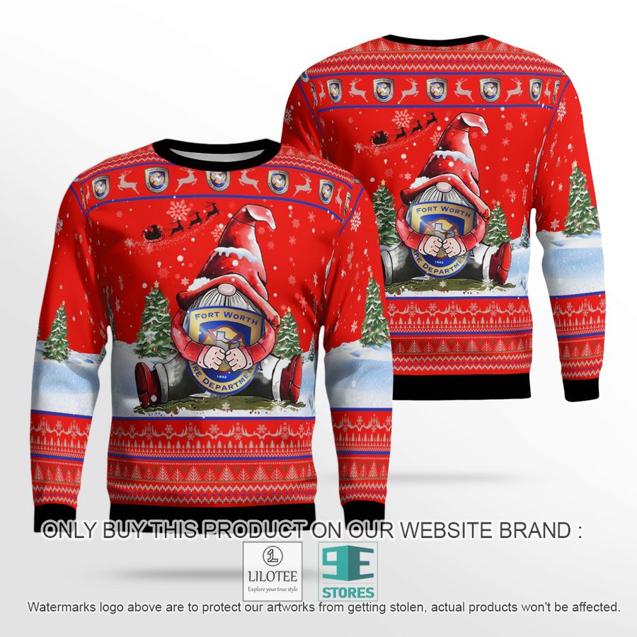 Texas Fort Worth Fire Department Gnome Witch red Christmas Sweater - LIMITED EDITION 19