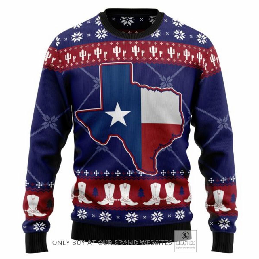 Texas Map Symbols Pattern Ugly Christmas Sweatshirt 6