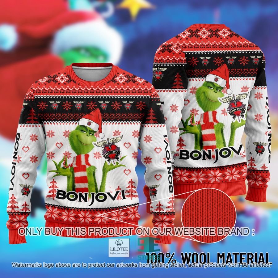 The Grinch Jon Bon Jovi Ugly Christmas Sweater 8
