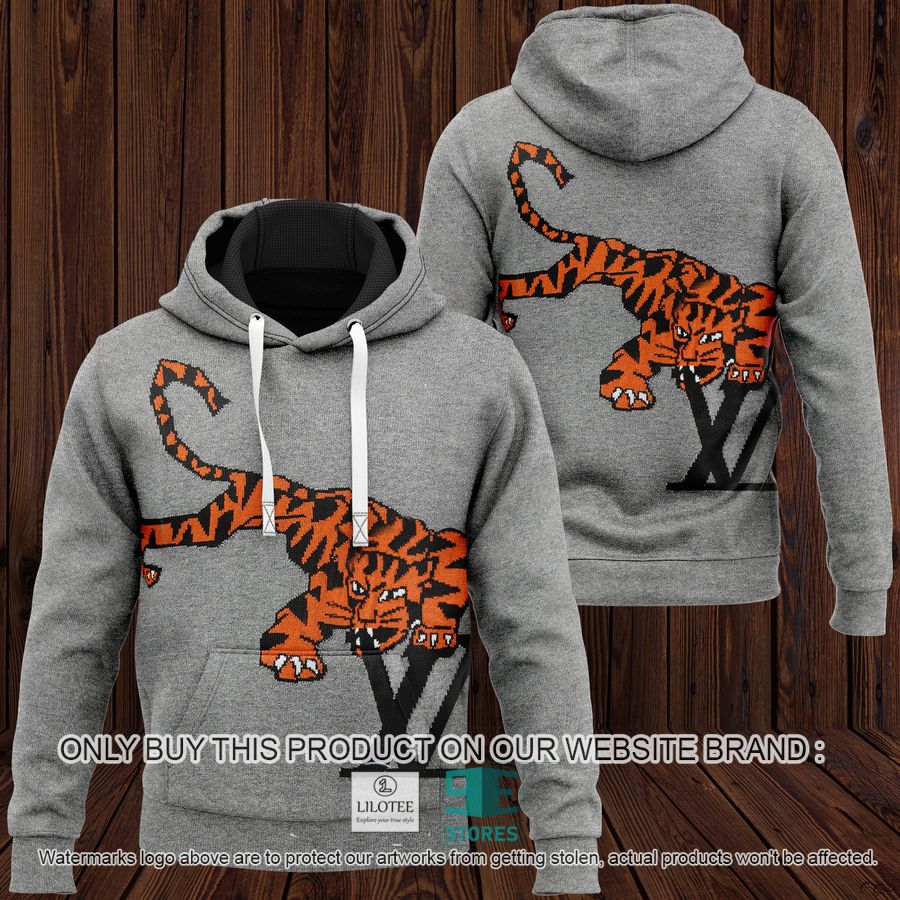 Tiger Louis Vuitton Grey 3D All Over Print Hoodie 8