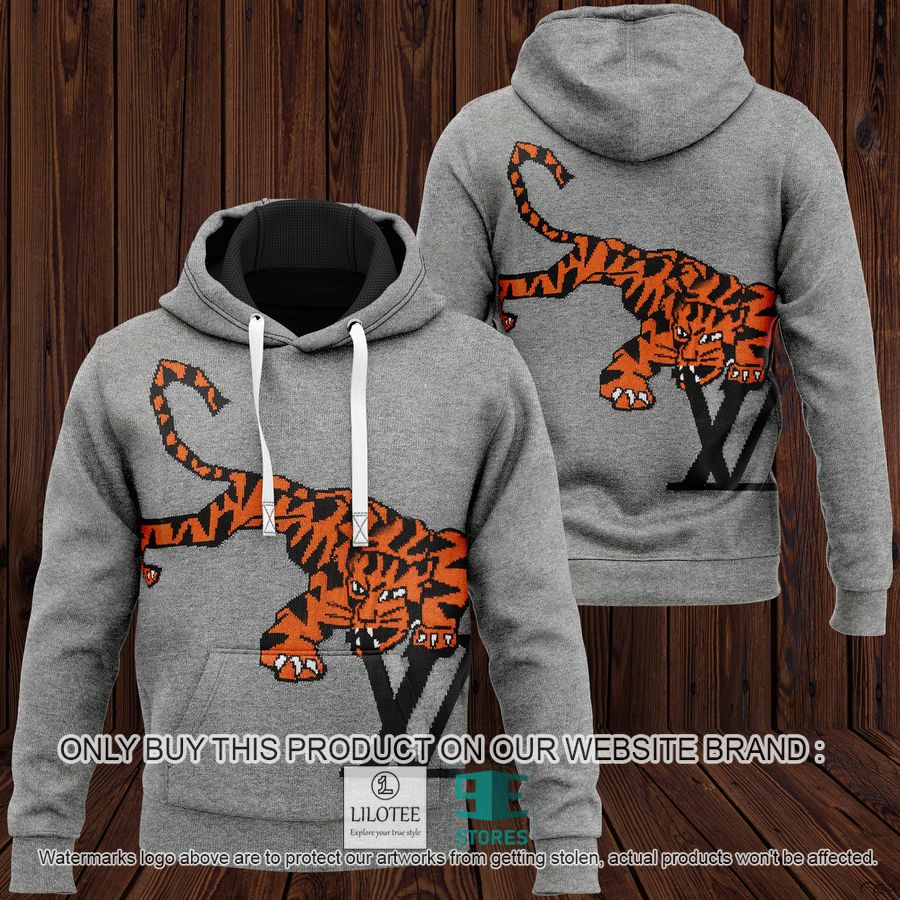 Tiger Louis Vuitton grey 3D Hoodie - LIMITED EDITION 8