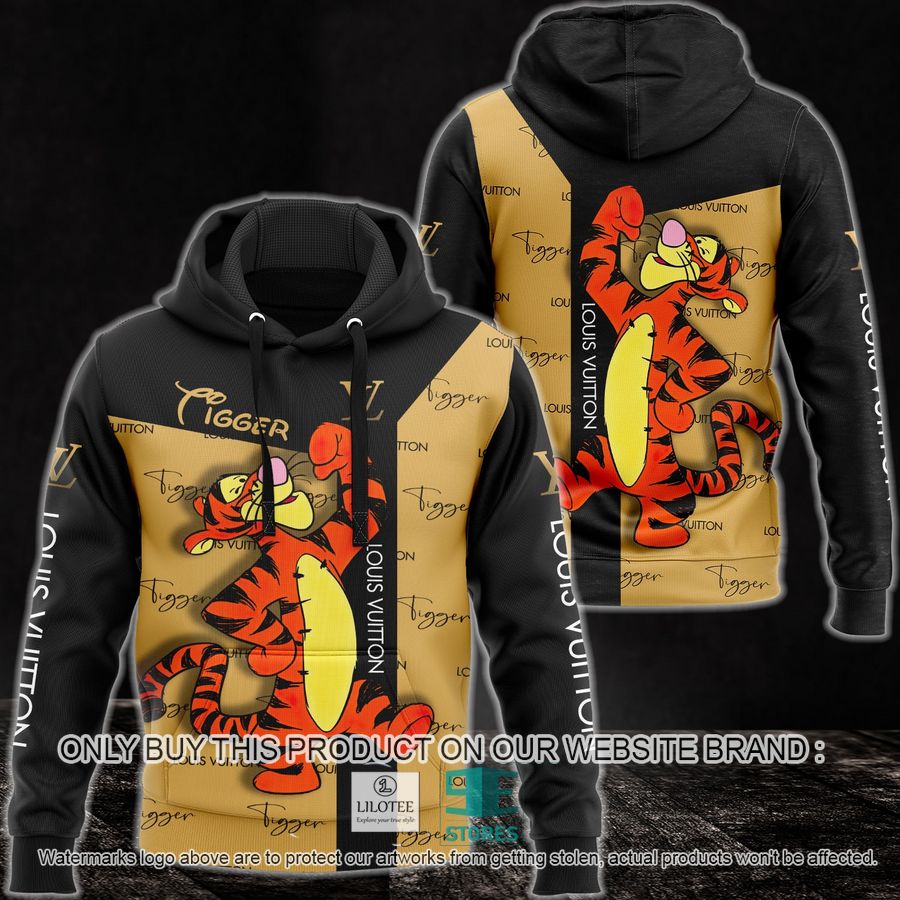 Tigger Louis Vuitton Black Yellow 3D All Over Print Hoodie 8