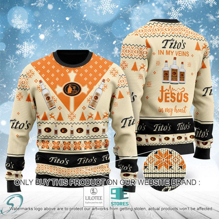 Tito's Vodka In My Veins Jesus In My Heart Ugly Christmas Sweater - LIMITED EDITION 9