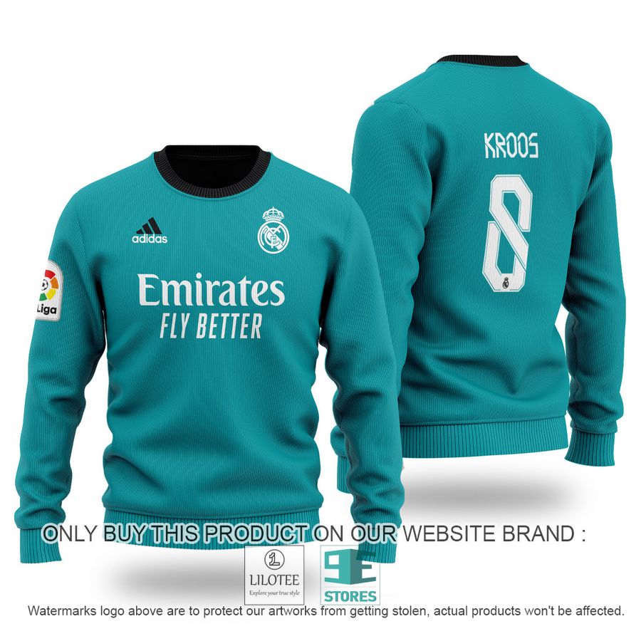 Toni Kroos 8 Real Madrid FC Emirates Fly Better cyan Sweater - LIMITED EDITION 9