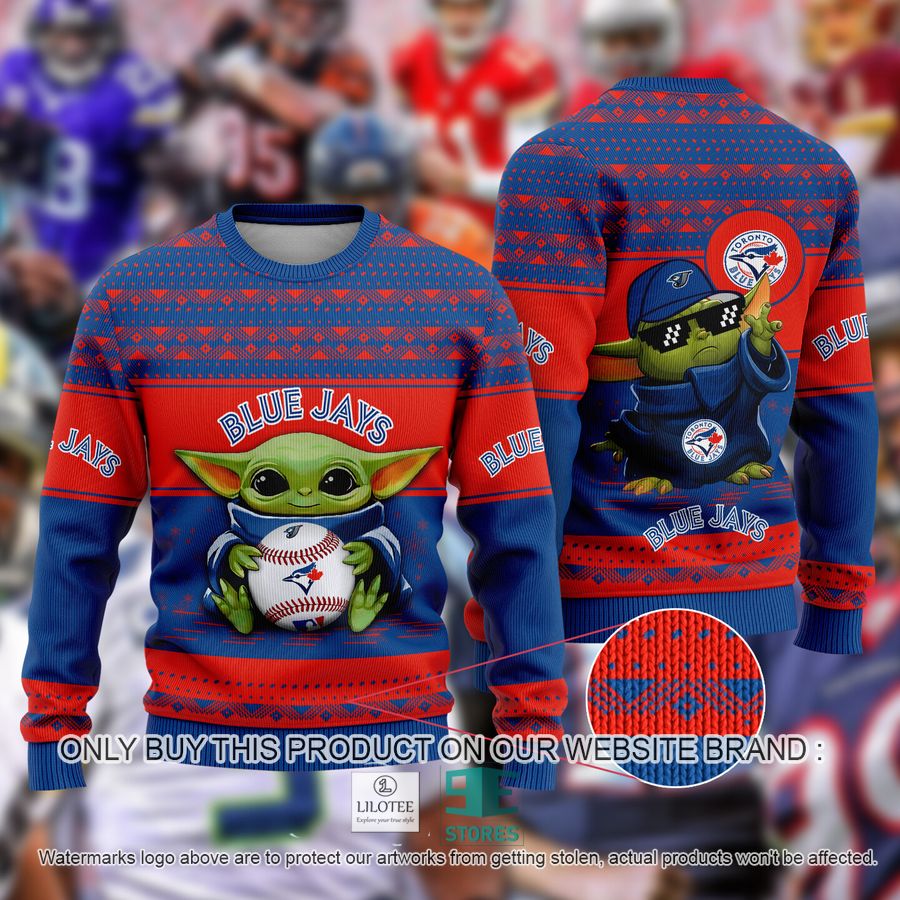 Toronto Blue Jays Baby Yoda Ugly Christmas Sweater 8