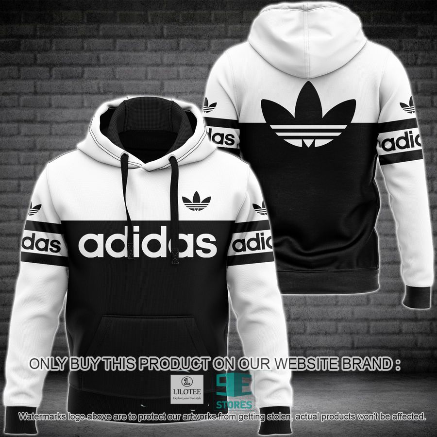 Adidas Black White Colors 3D All Over Print Hoodie 9