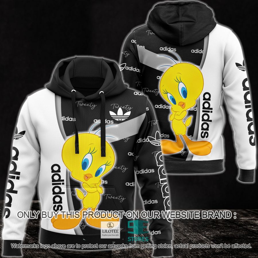 Tweety Adidas Black and White 3D All Over Print Hoodie 8