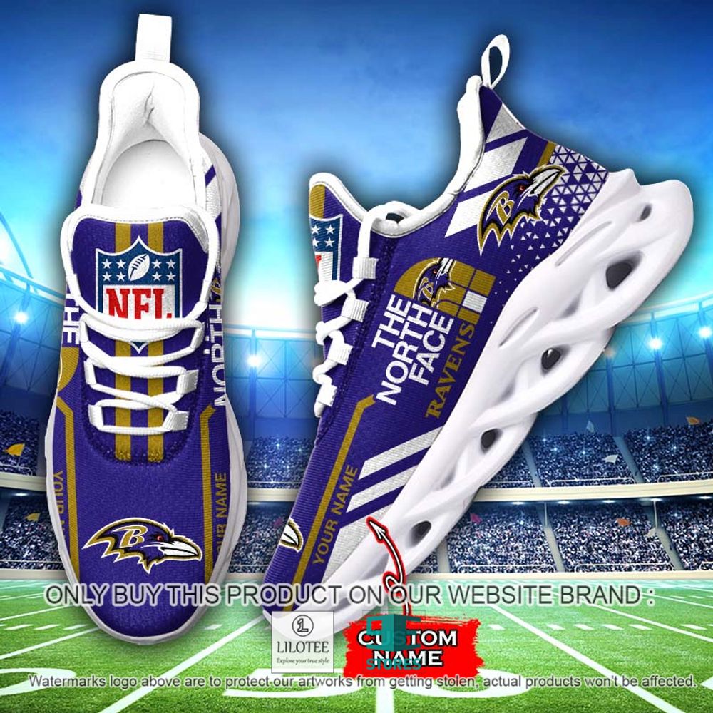 NFL The North Face Baltimore Ravens Your Name Clunky Max Soul Shoes - LIMITED EDITION 13