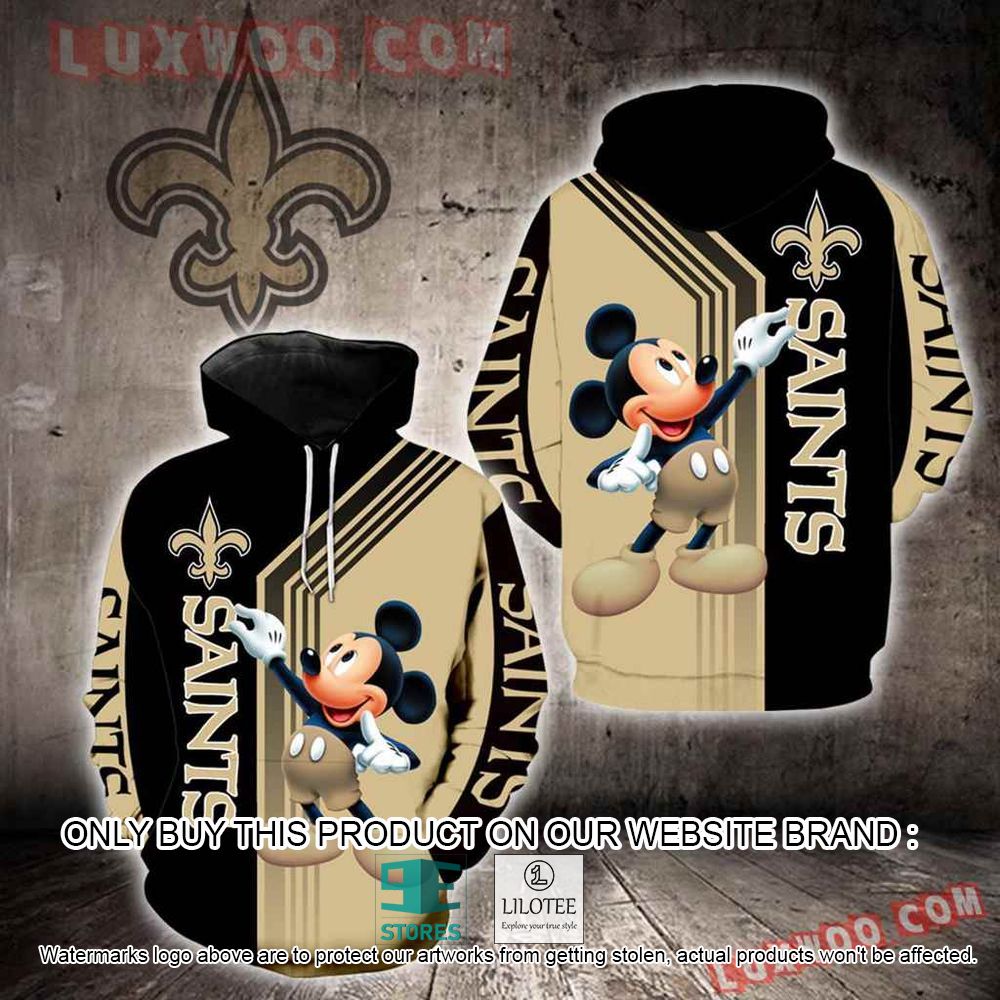 NFL New Orleans Saints Mickey Mouse Black Yellow 3D Hoodie - LIMITED EDITION 11