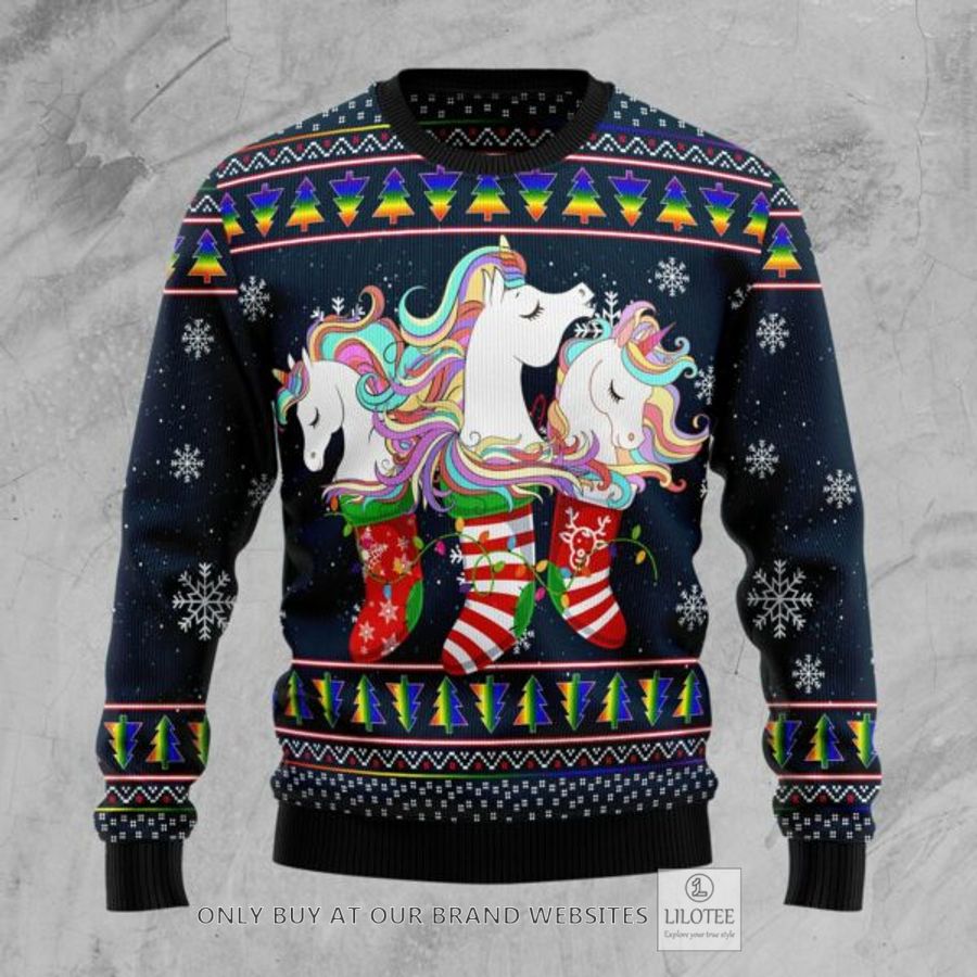 Unicorn Socks Xmas Ugly Christmas Sweatshirt 6