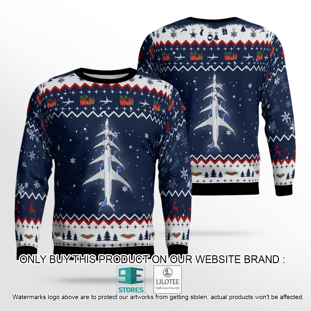 United Airlines Boeing 787-9 Dreamliner Christmas Wool Sweater - LIMITED EDITION 13