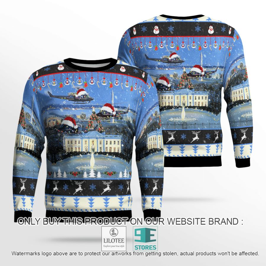 US Air Force Bell UH-1N Twin Huey of the 1st Helicopter Squadron flying over Washington DC Christmas Sweater - LIMITED EDITION 18