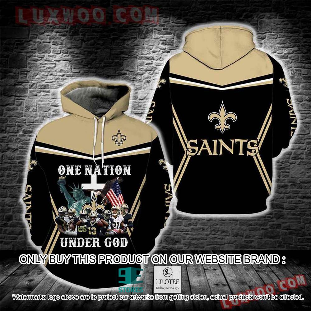 NFL New Orleans Saints One Nation Under God American 3D Hoodie - LIMITED EDITION 11