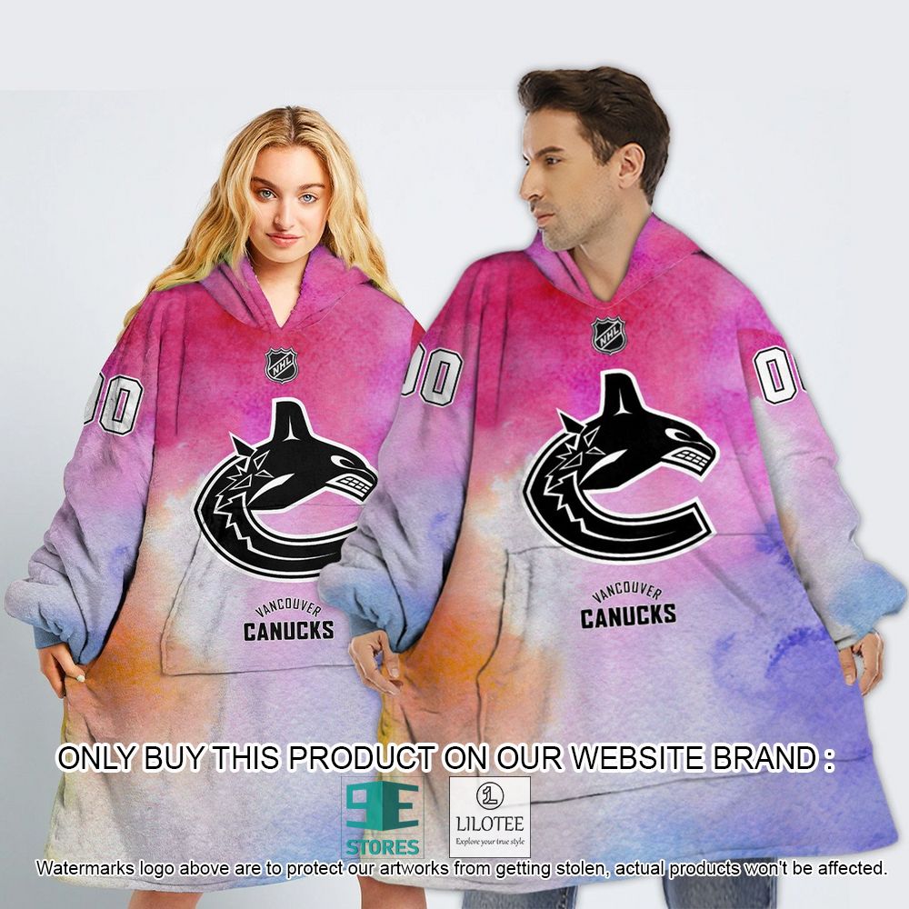 Vancouver Canucks Breast Cancer Awareness Month Personalized Hoodie Blanket - LIMITED EDITION 13