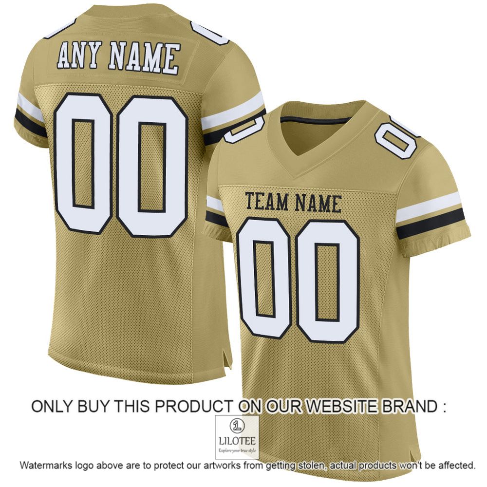 Vegas Gold White-Black Mesh Authentic Personalized Football Jersey - LIMITED EDITION 11