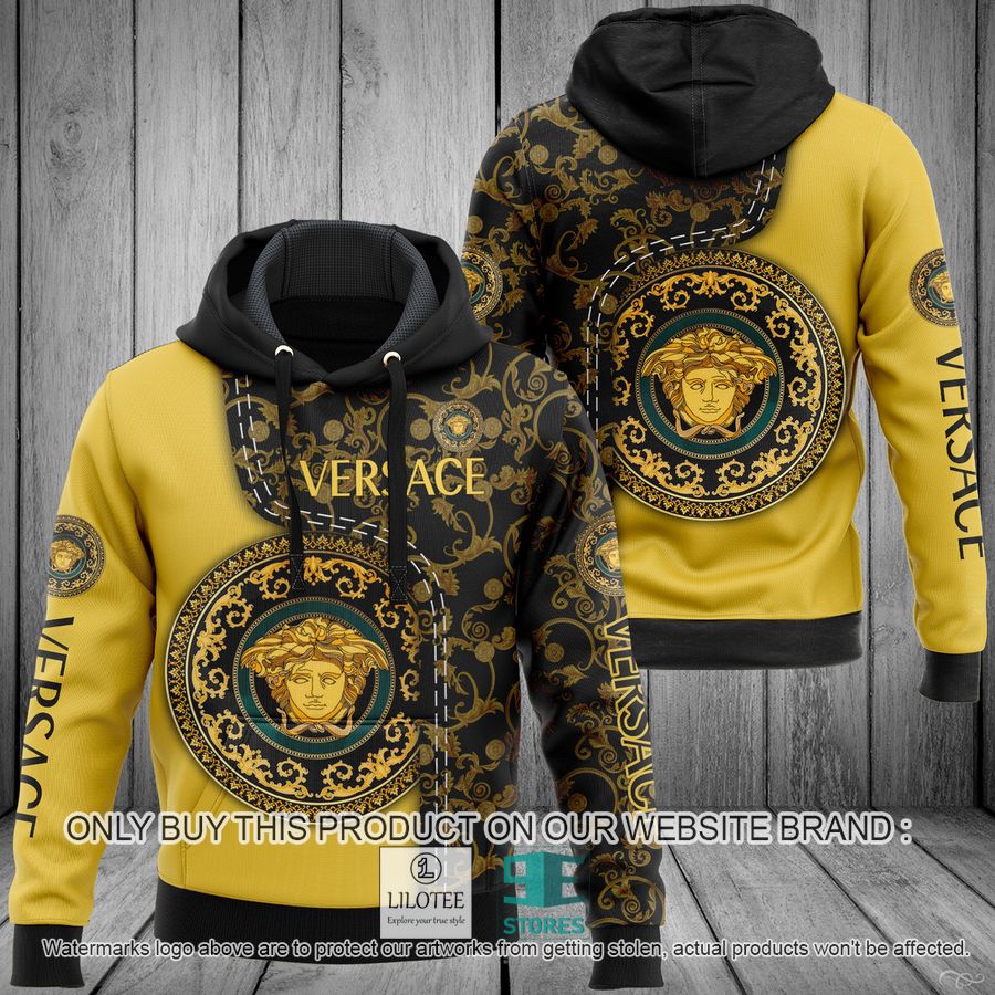 Versace Baroque logo yellow black 3D Hoodie - LIMITED EDITION 8
