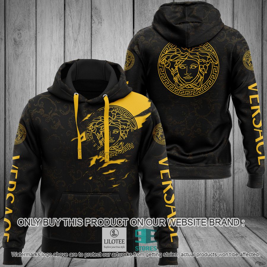 Versace brand logo black yellow 3D Hoodie - LIMITED EDITION 8