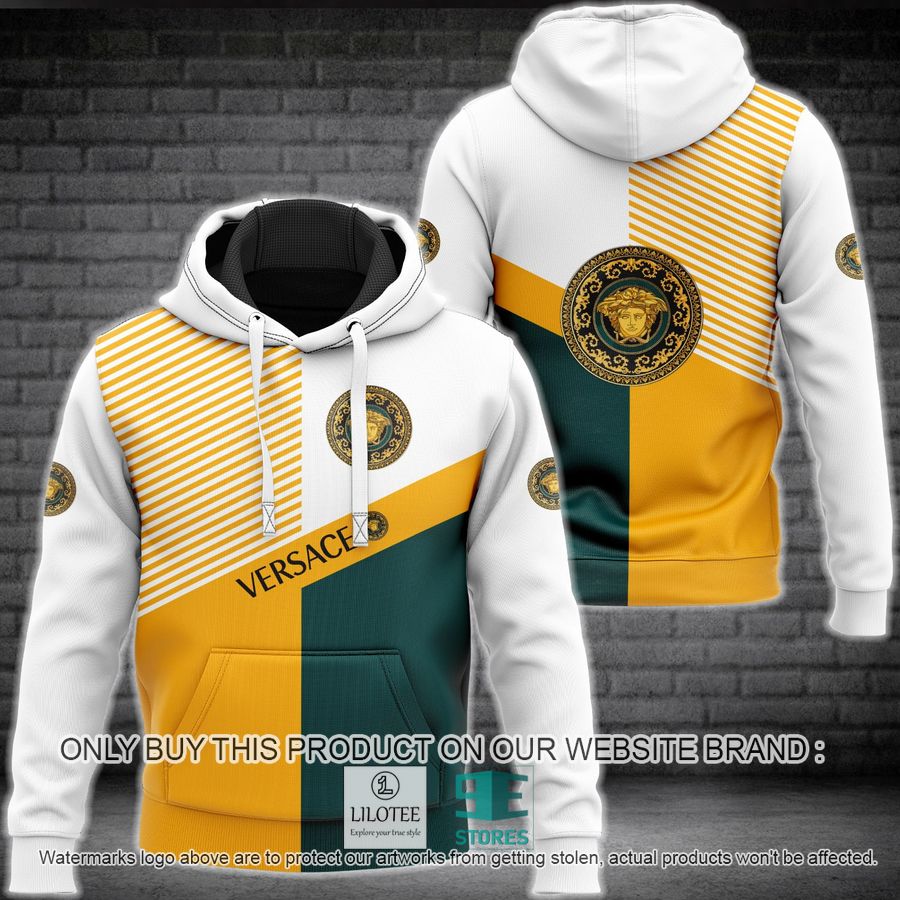 Versace Brand logo white yellow 3D Hoodie - LIMITED EDITION 8