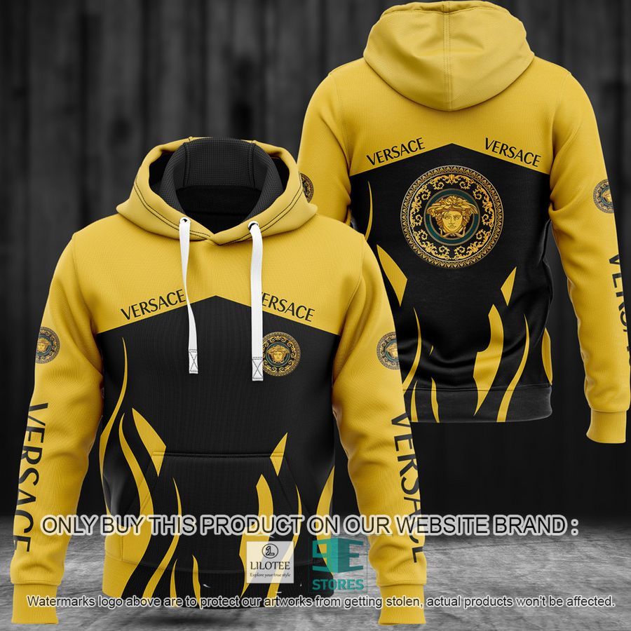 Versace Flame Black Yellow 3D All Over Print Hoodie 8