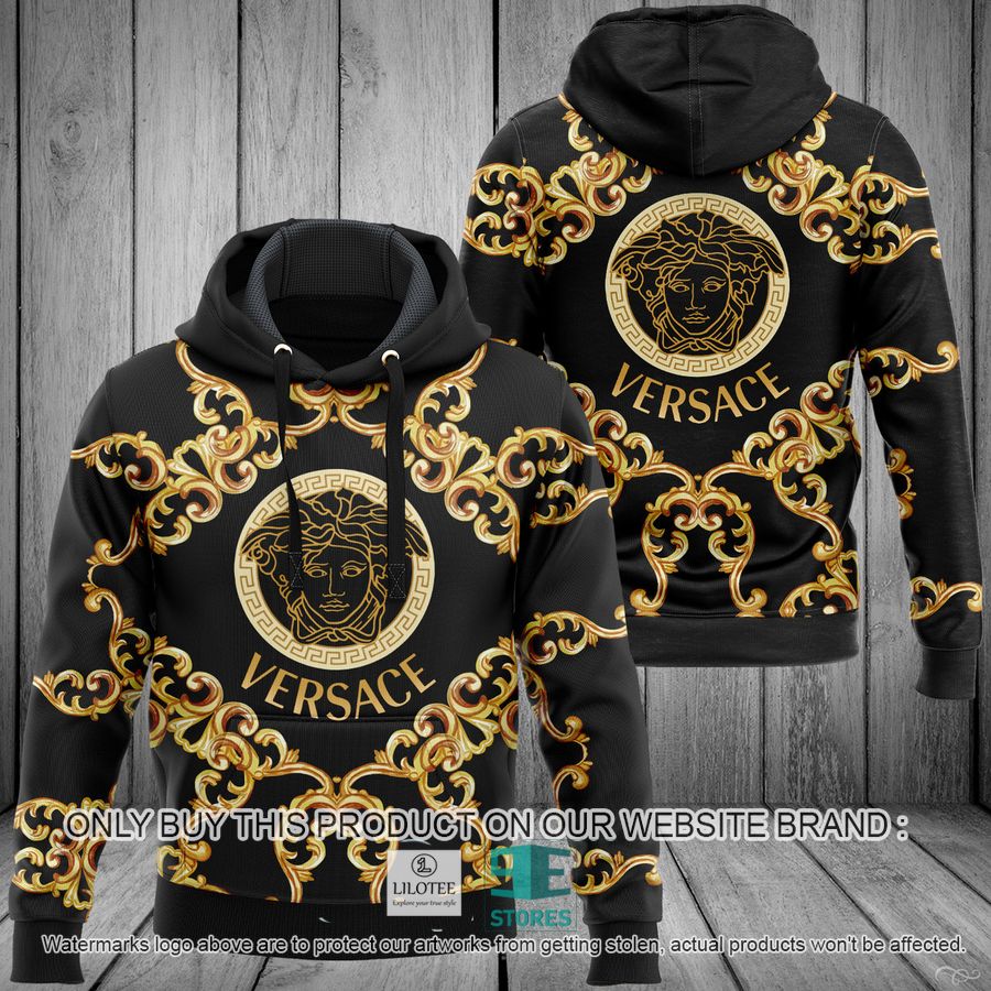 Versace Gold pattern black 3D All Over Print Hoodie 9