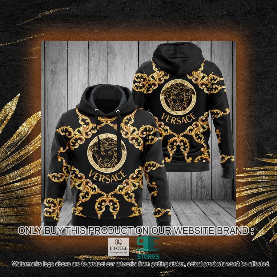 Alternative view of Versace Gold pattern black 3D All Over Print Hoodie