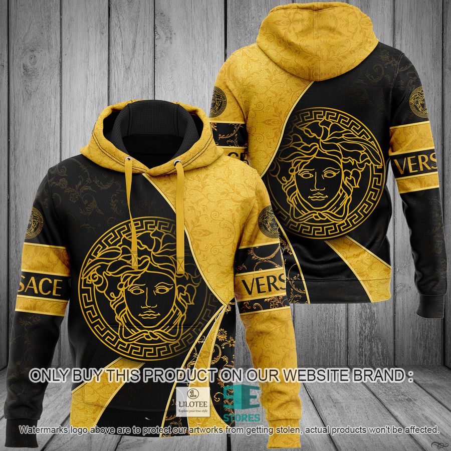 Versace Yellow Pattern Black 3D All Over Print Hoodie 9