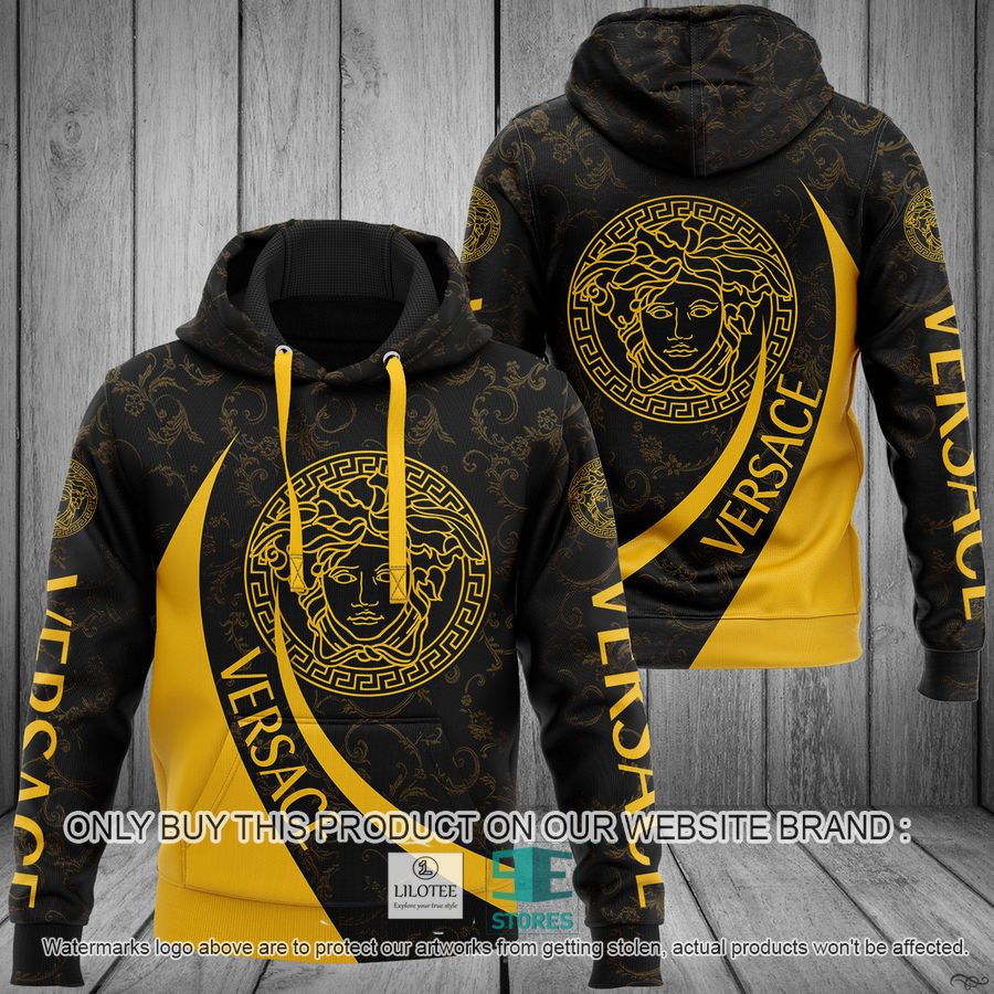 Versace Yellow pattern luxury Black 3D All Over Print Hoodie 9