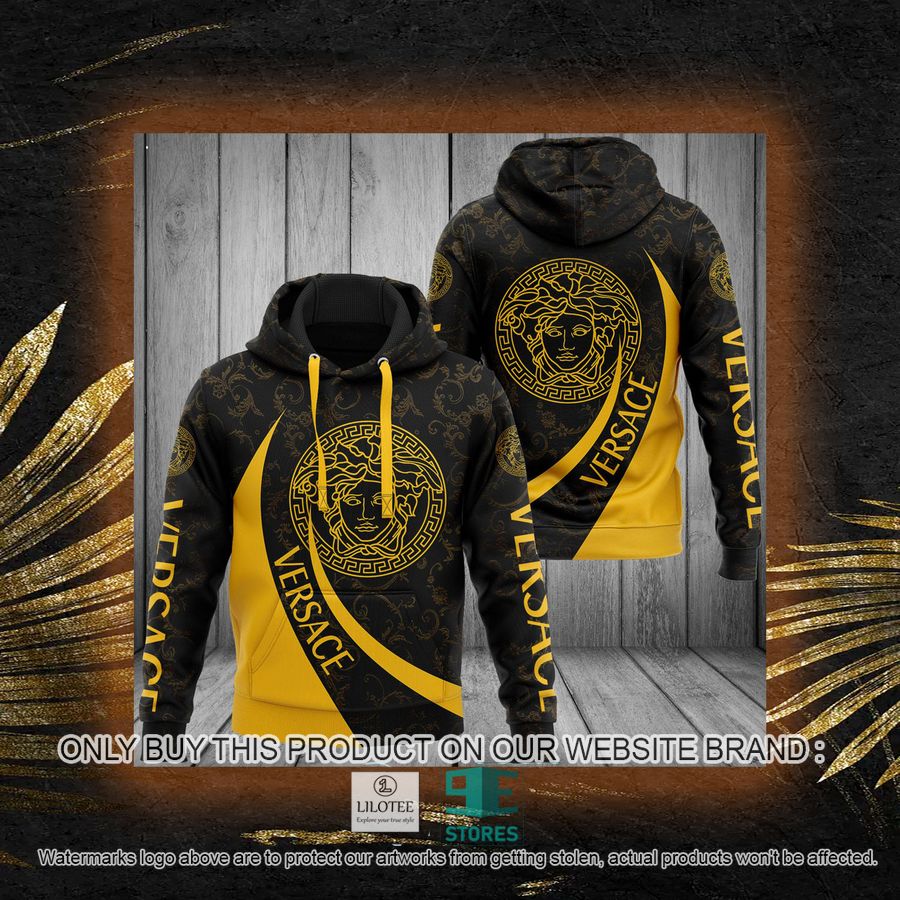 Alternative view of Versace Yellow pattern luxury Black 3D All Over Print Hoodie