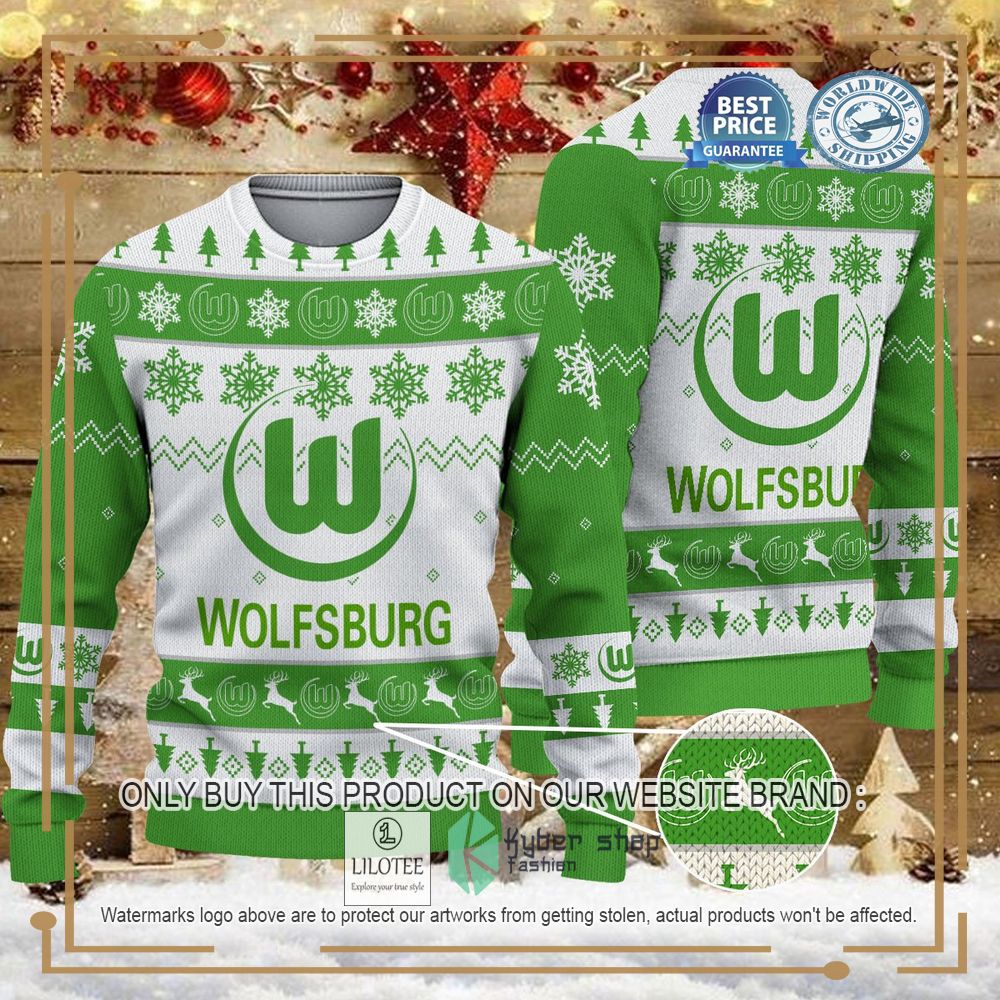 VfL Wolfsburg white green Ugly Christmas Sweater - LIMITED EDITION 6