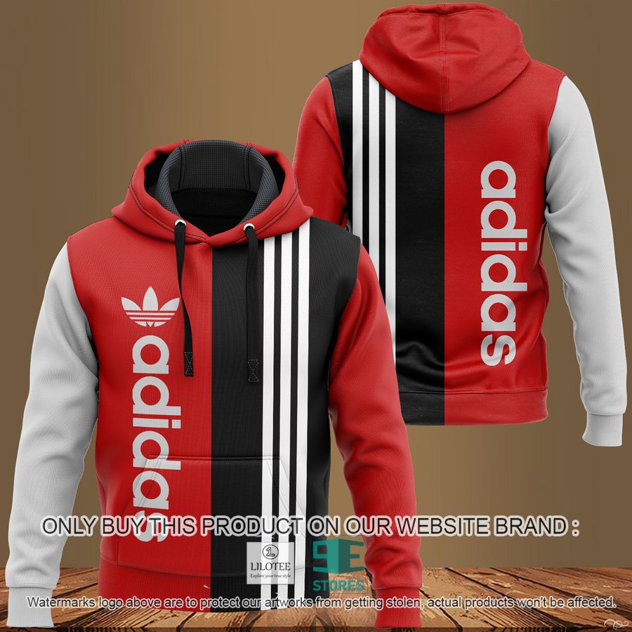 Adidas Red Grey 3D All Over Print Hoodie 8