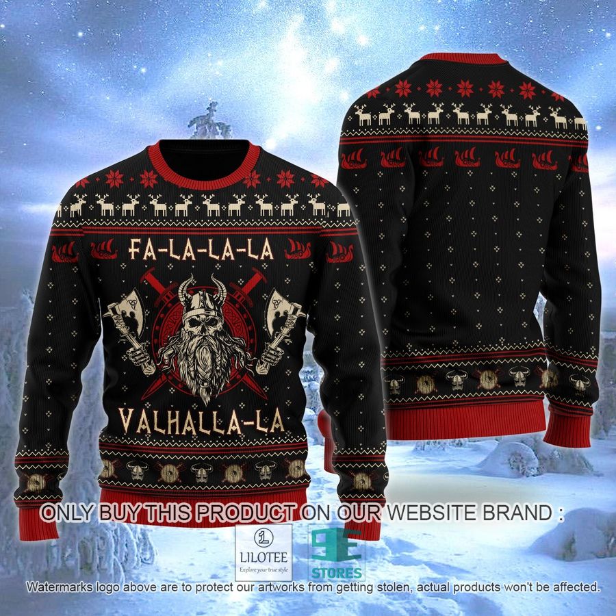 Viking Odin Fa La La black Ugly Christmas Sweater - LIMITED EDITION 7