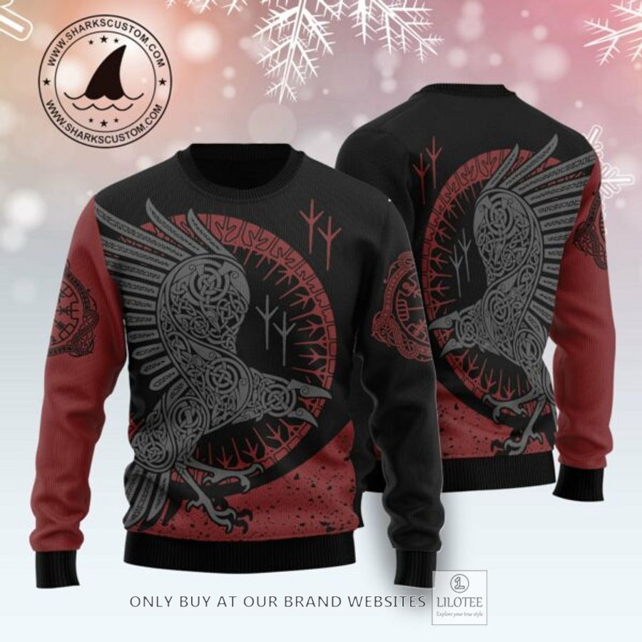 Viking Raven Ugly Christmas Sweatshirt 3 Viking Raven Ugly Christmas Sweatshirt - Image 3