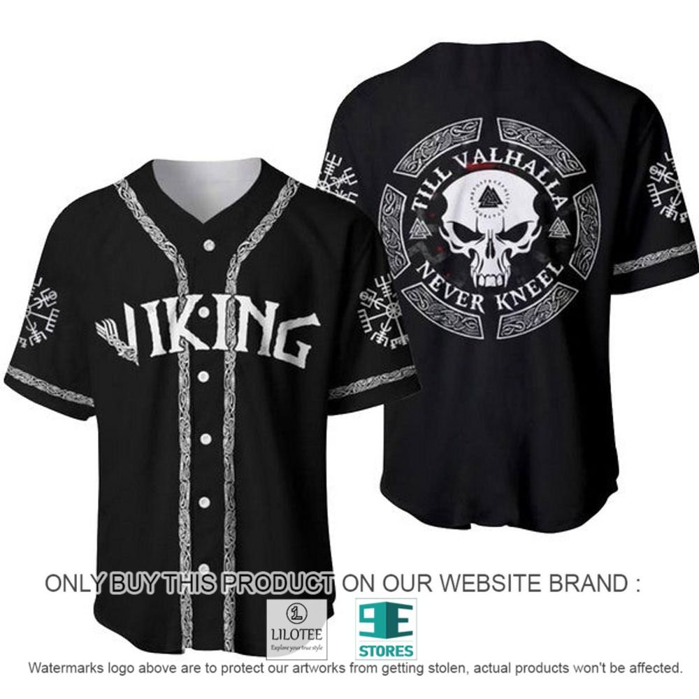 Viking Skull Till Valhalla Never Kneel Custom Name Baseball Jersey - LIMITED EDITION 2
