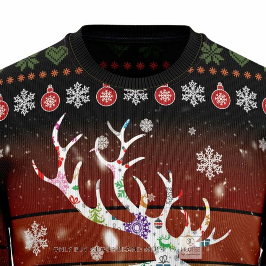 Alternative view of Vintage Background Awesome Deer Ugly Christmas Sweatshirt
