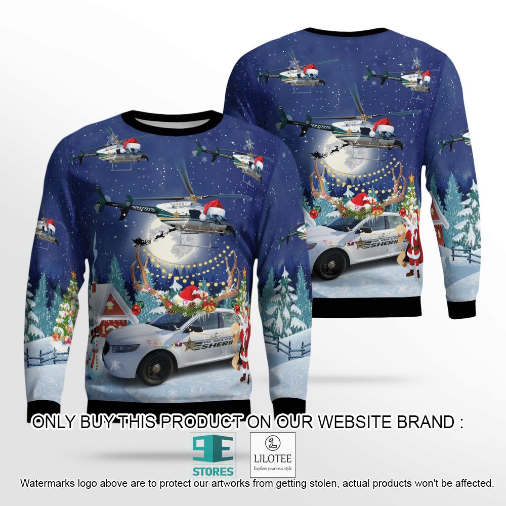 Volusia County Sheriff Bell 407 and Ford Police Interceptor Christmas Wool Sweater - LIMITED EDITION 13
