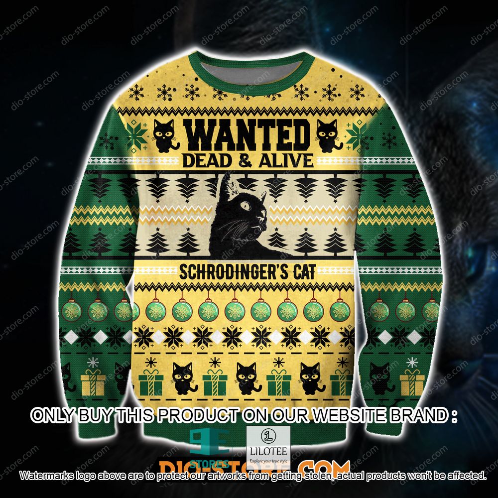Wanted Dead & Alive Schrodinger's Cat Ugly Christmas Sweater - LIMITED EDITION 11