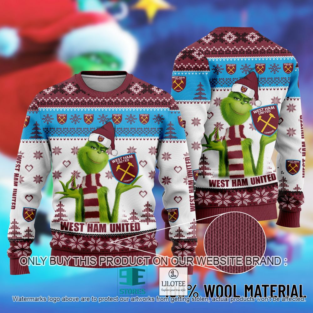 West Ham United The Grinch Christmas Ugly Sweater - LIMITED EDITION 11