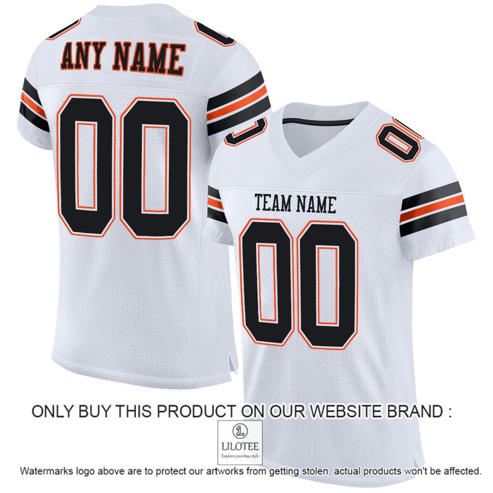White Black-Orange Color Mesh Authentic Personalized Football Jersey - LIMITED EDITION 11