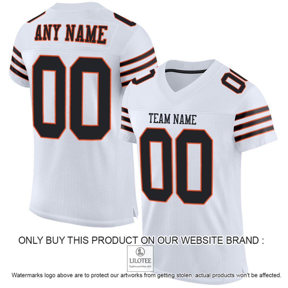 White Black-Orange Mesh Authentic Personalized Football Jersey - LIMITED EDITION 10