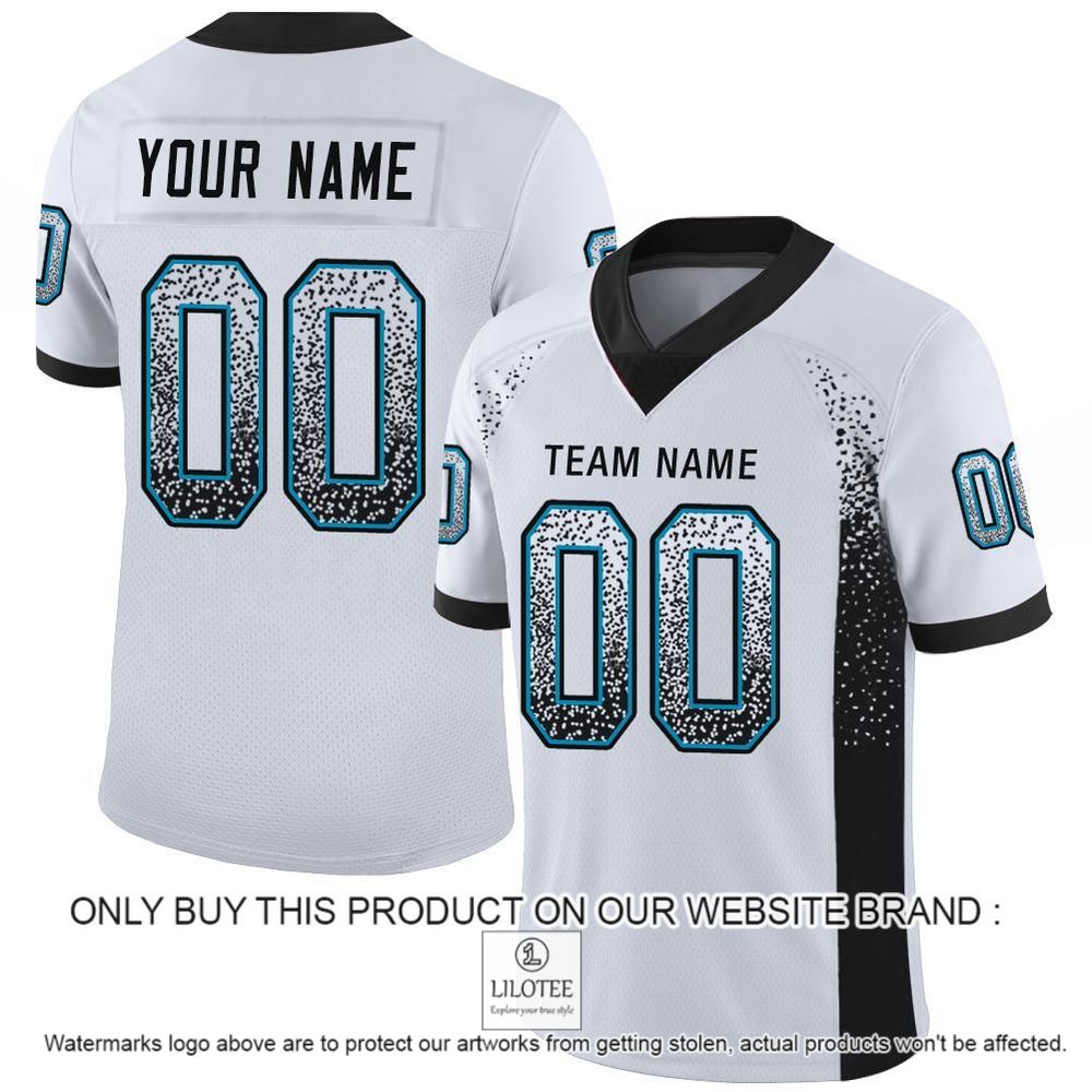 White Black-Panther Blue Mesh Drift Fashion Personalized Football Jersey - LIMITED EDITION 10