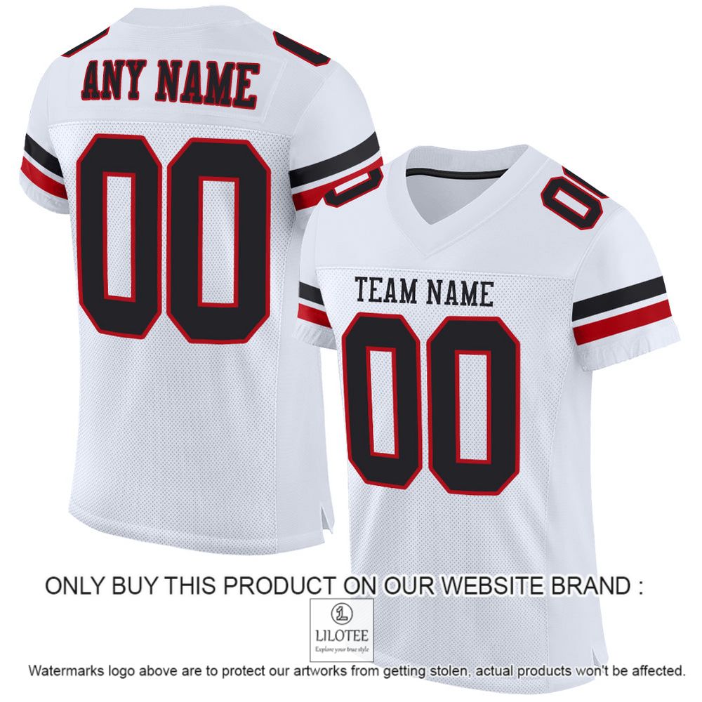 White Black-Red Mesh Authentic Personalized Football Jersey - LIMITED EDITION 10