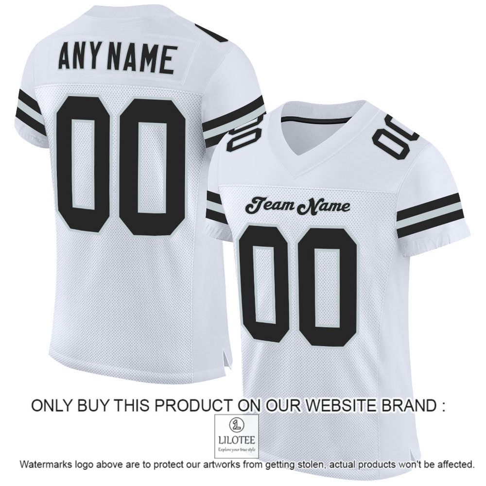 White Black-Silver Mesh Authentic Personalized Football Jersey - LIMITED EDITION 10