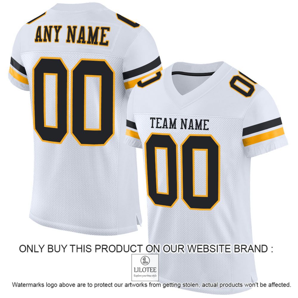 White Gold-Black Color Mesh Authentic Personalized Football Jersey - LIMITED EDITION 11
