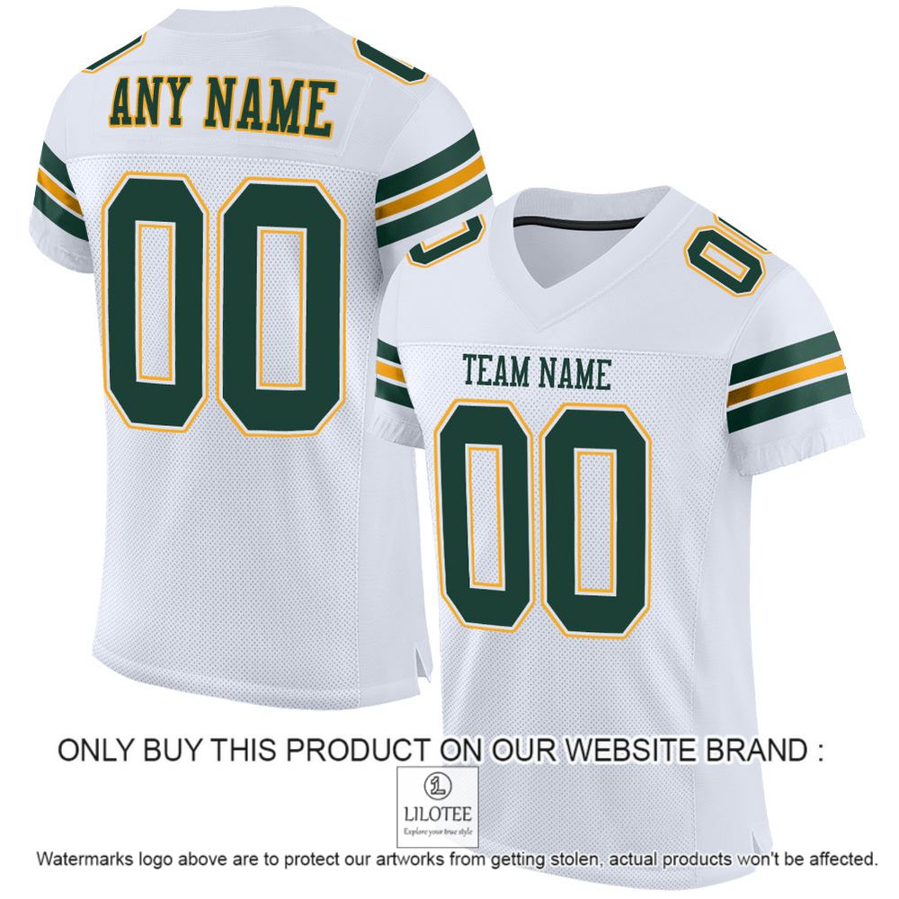 White Gold-Green Mesh Authentic Personalized Football Jersey - LIMITED EDITION 10