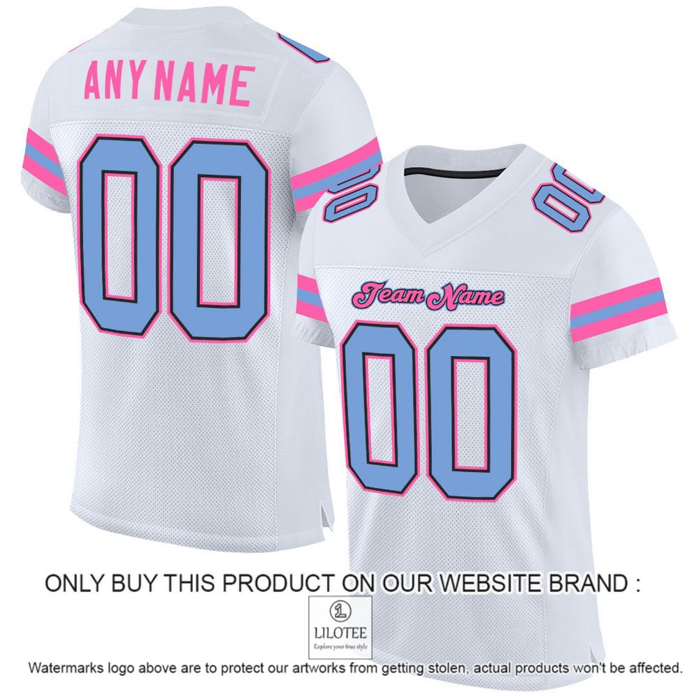 White Light Blue-Pink Mesh Authentic Personalized Football Jersey - LIMITED EDITION 8
