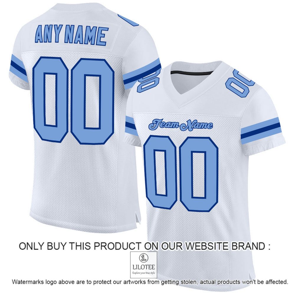White Light Blue-Royal Mesh Authentic Personalized Football Jersey - LIMITED EDITION 12