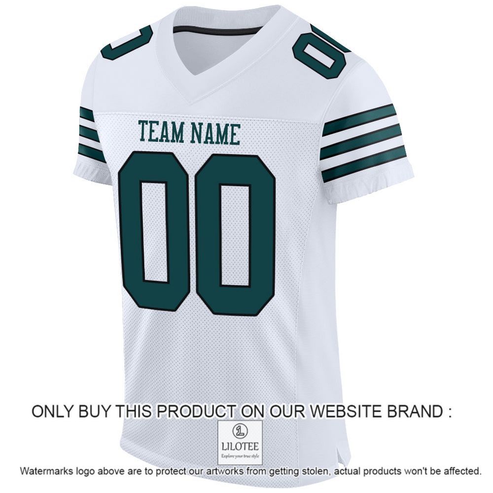 Alternative view of White Midnight Green-Black Mesh Authentic Personalized Football Jersey - LIMITED EDITION
