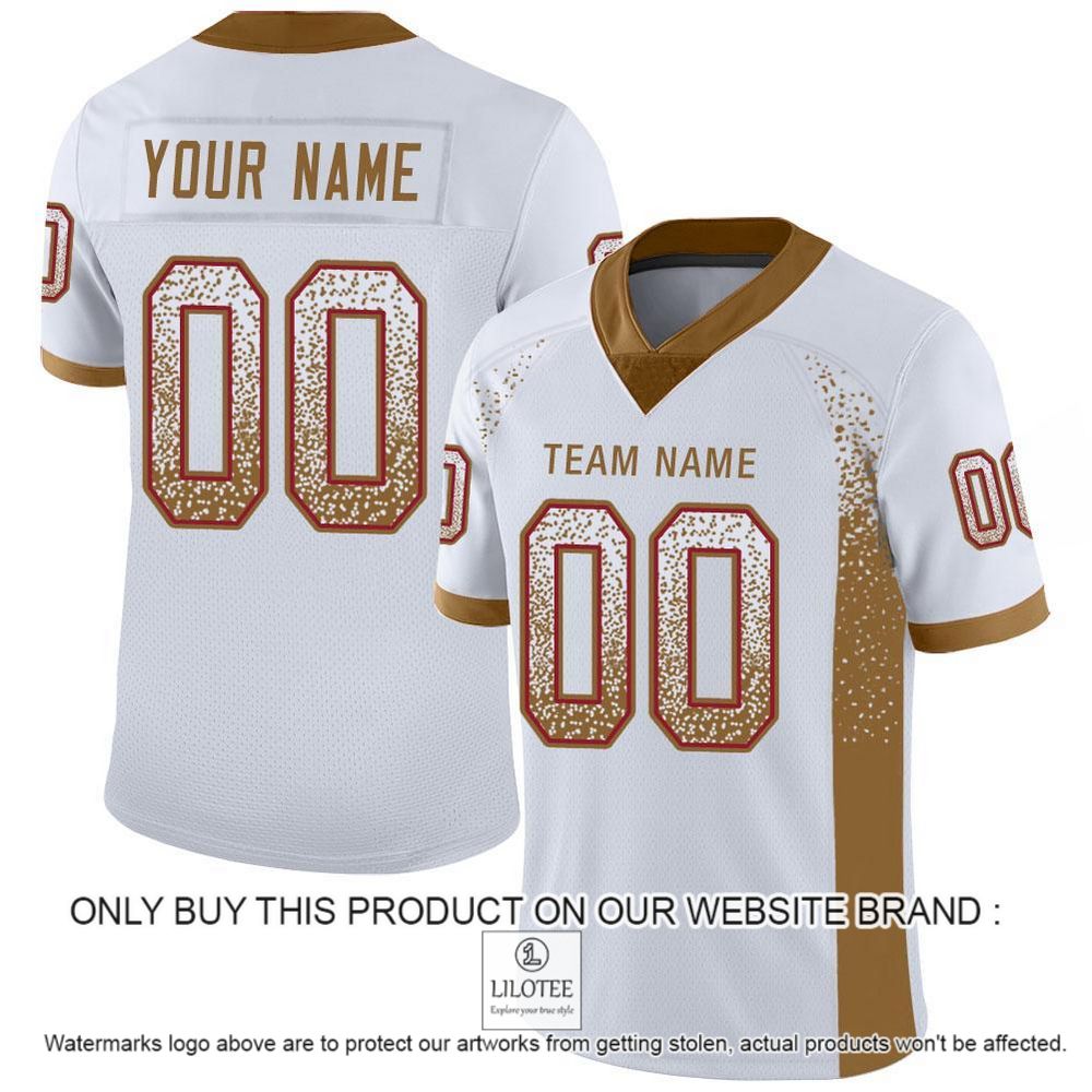 White Old Gold-Red Mesh Drift Fashion Personalized Football Jersey - LIMITED EDITION 11